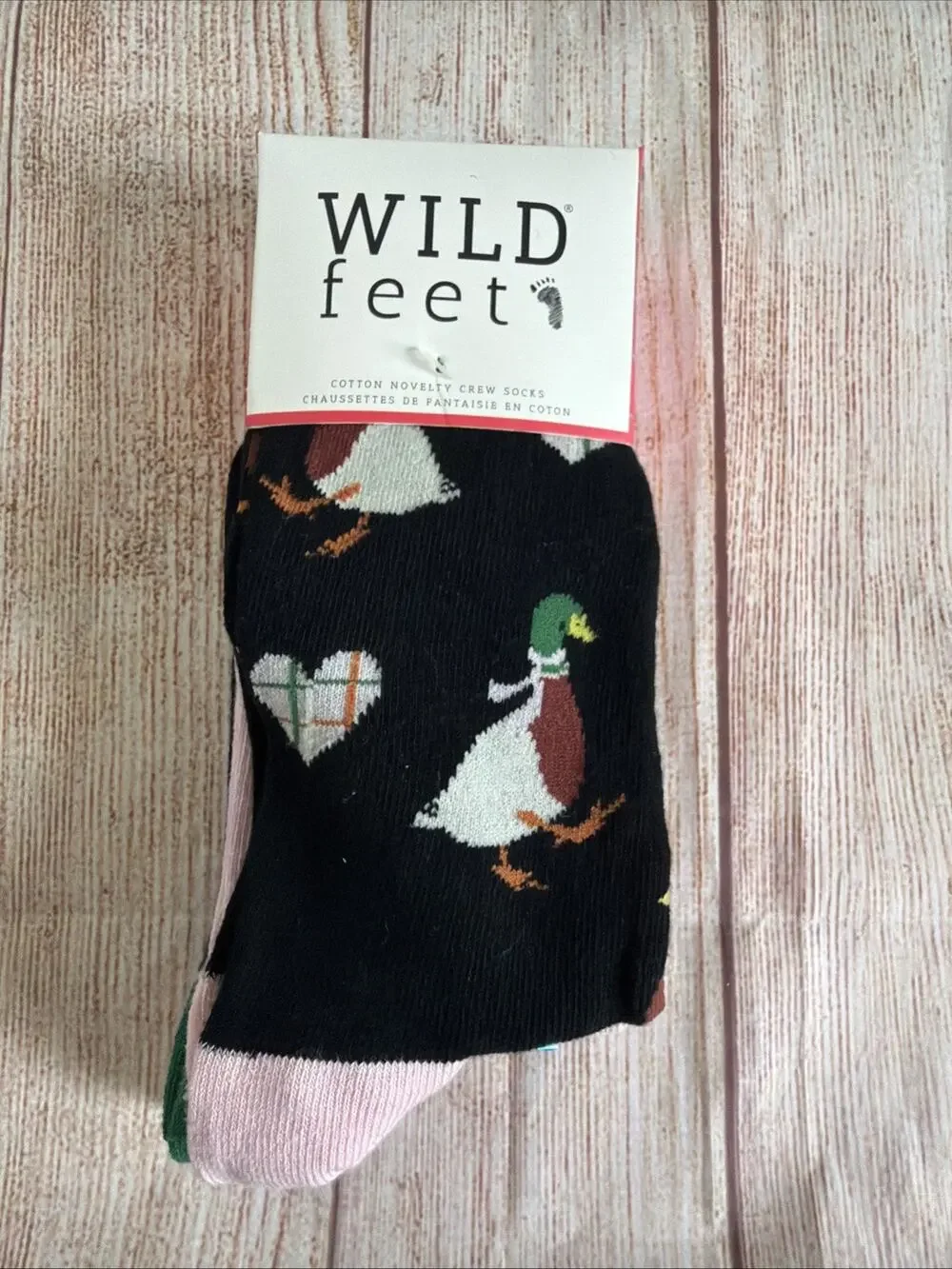 Wild Feet Socks Three Pack Size 5-9 Ducks Black & Pink Womens